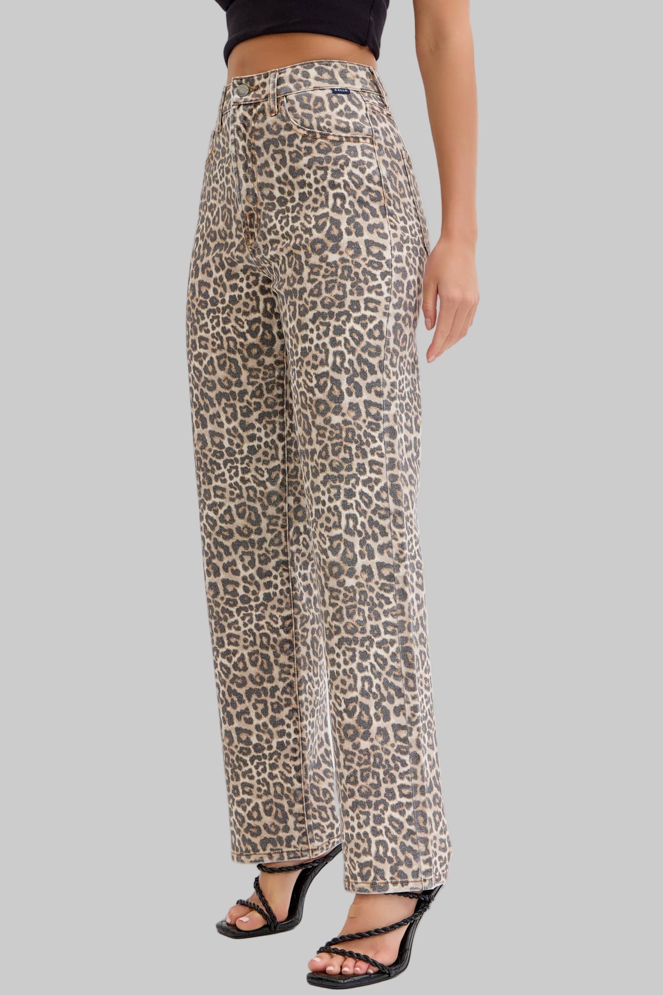 Cello Leopard Super High Rise Dad Jean