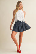 Denim Skirt with Tuck Detail