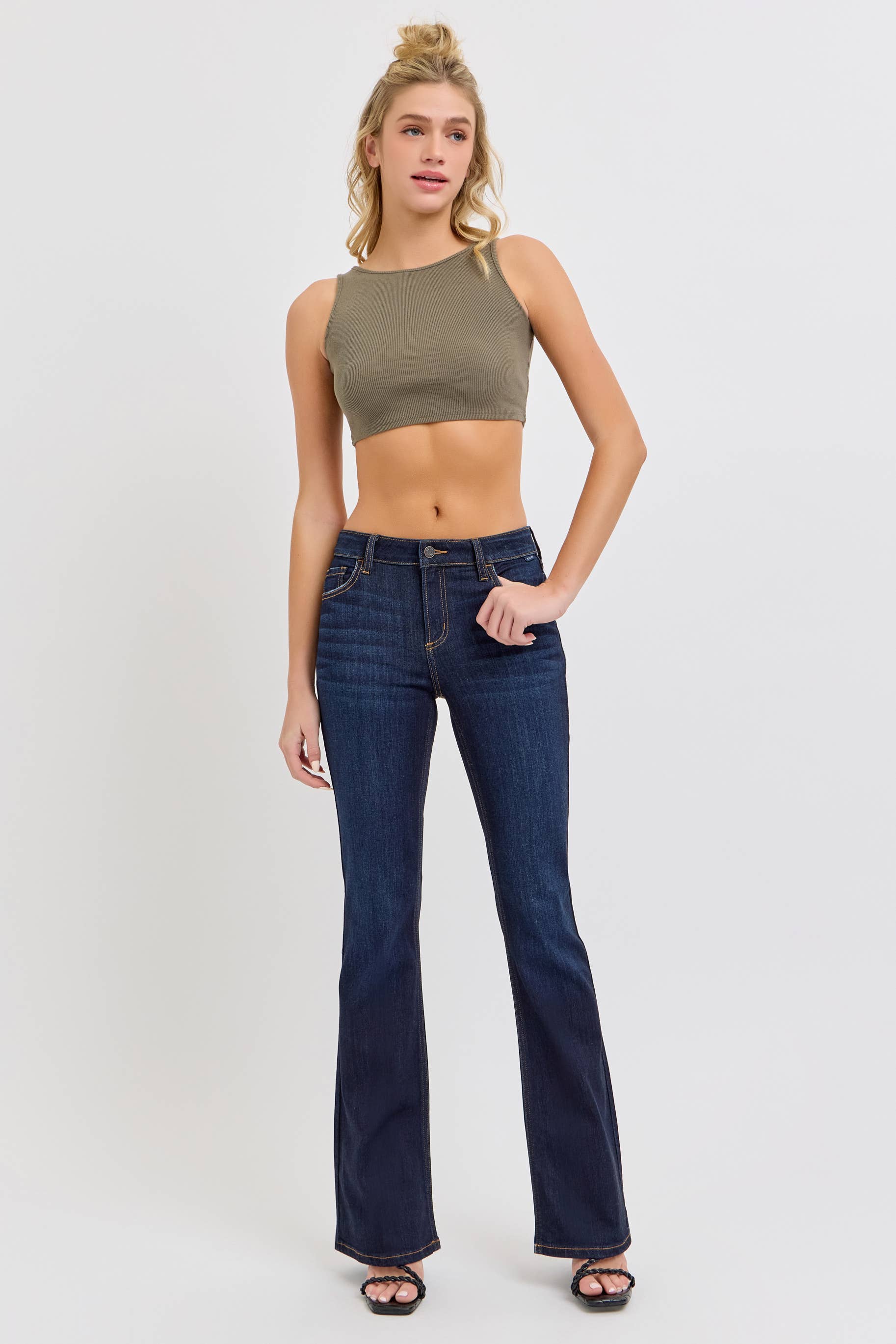 Cello Dark Mid Rise Flare Jean