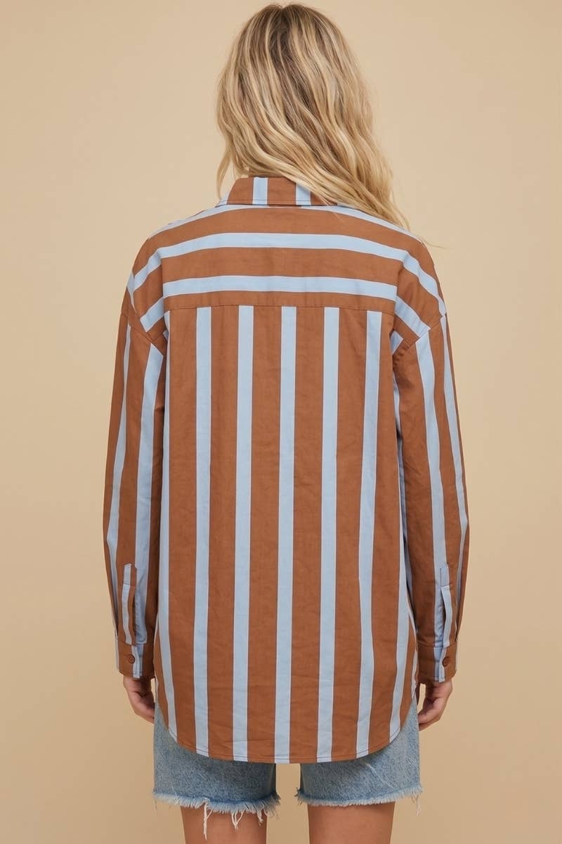 Oversized Striped Button-Down