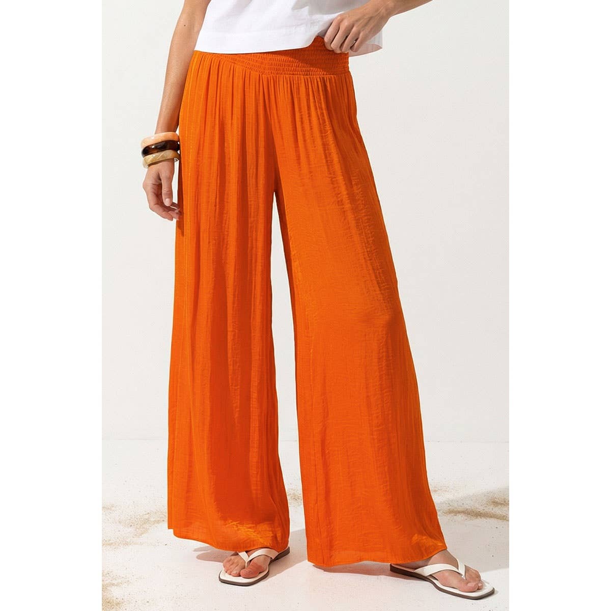 Smocked Wide Leg Pant