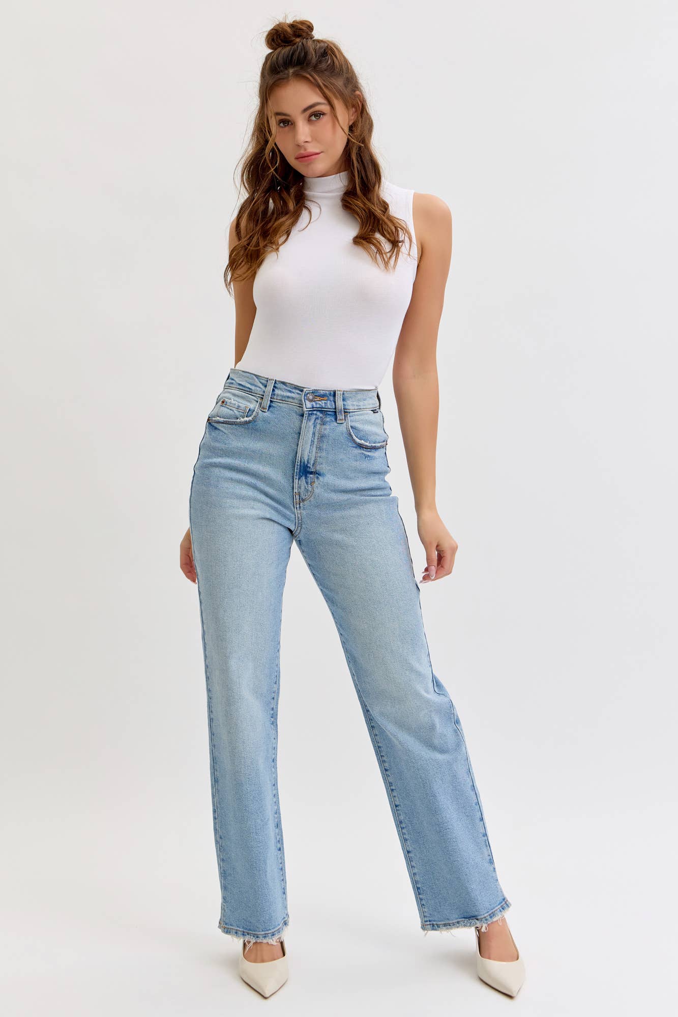 Cello Super High Rise Dad Jeans / Mini Side Slits