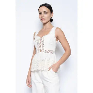 Embroidered Tie Tank Top