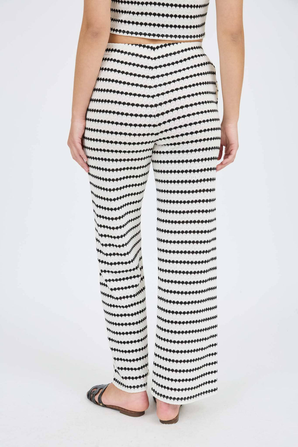 Stripe Knit Vest Top and Wide Leg Bottoms Set