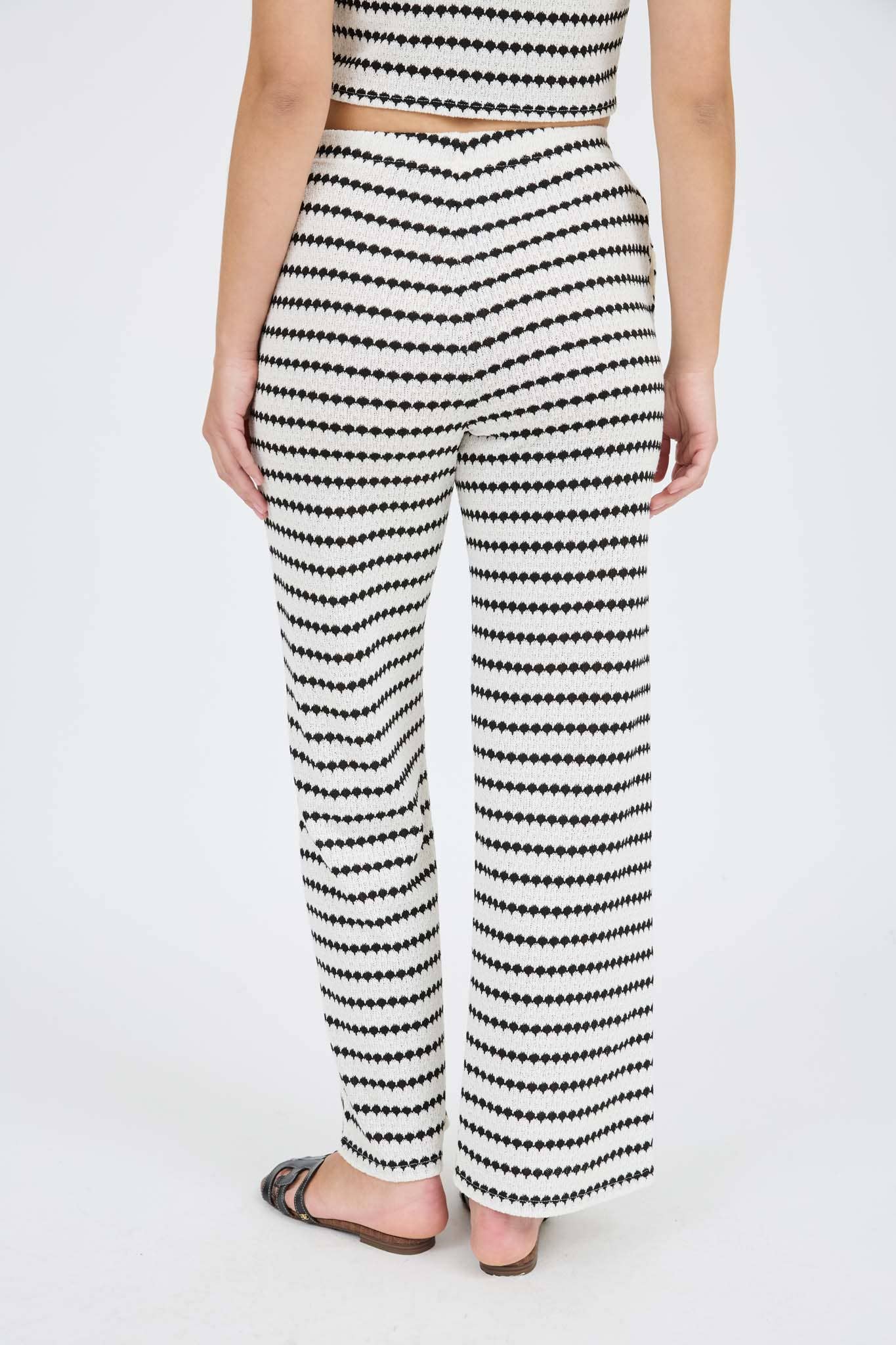 Stripe Knit Vest Top and Wide Leg Bottoms Set