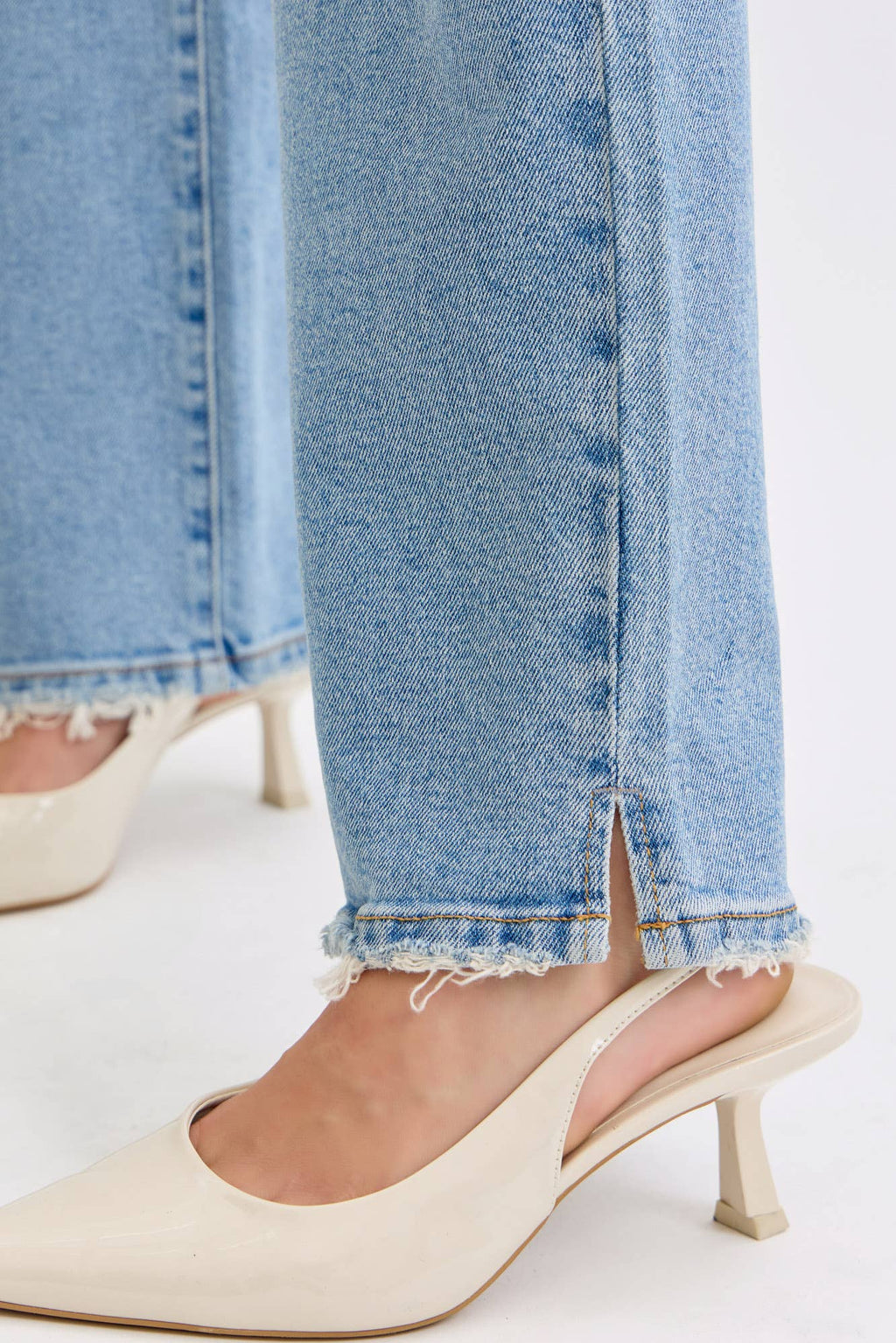 Cello Super High Rise Dad Jeans / Mini Side Slits