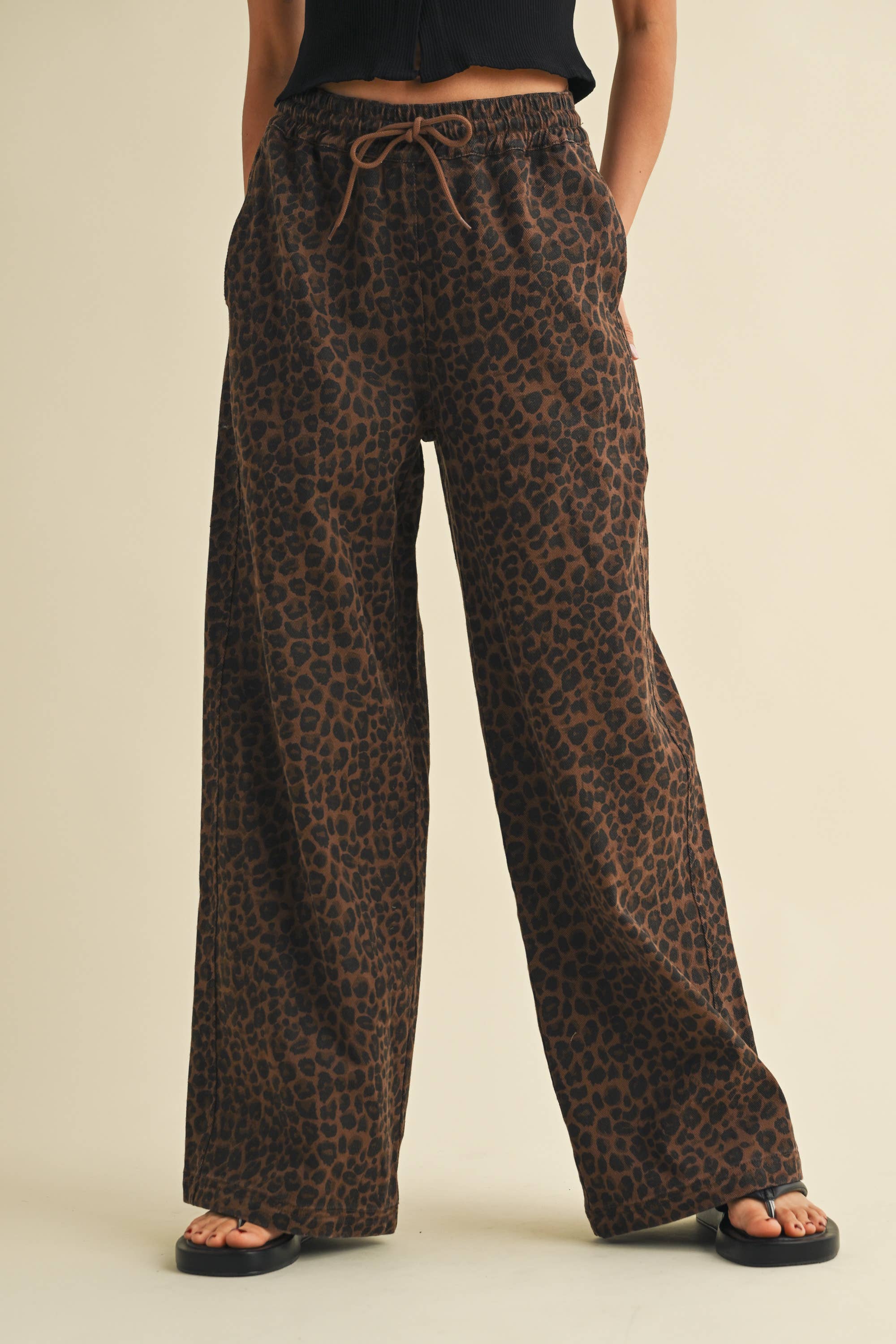 Leopard Print Denim Track Pant