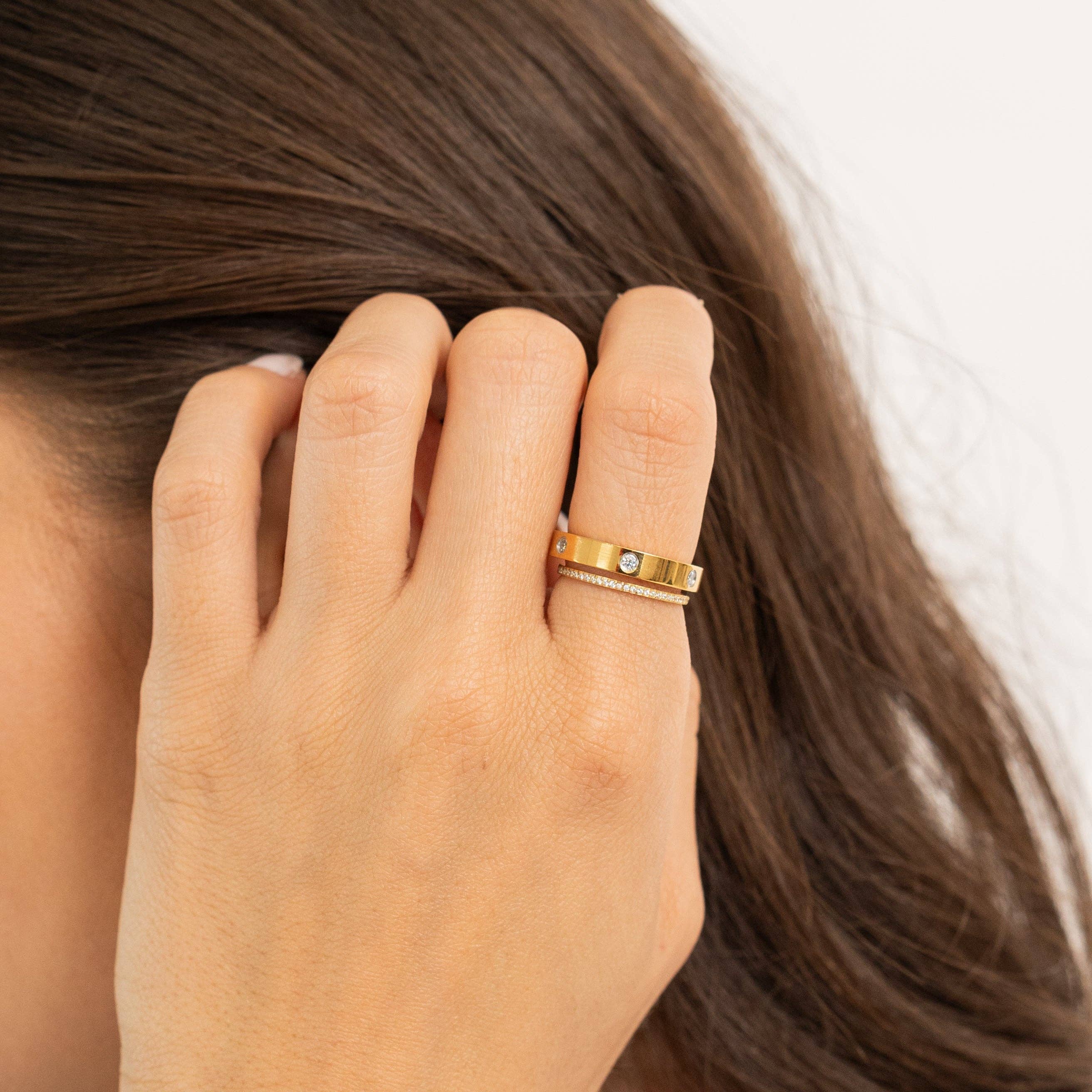 Gold Tennis Ring Band