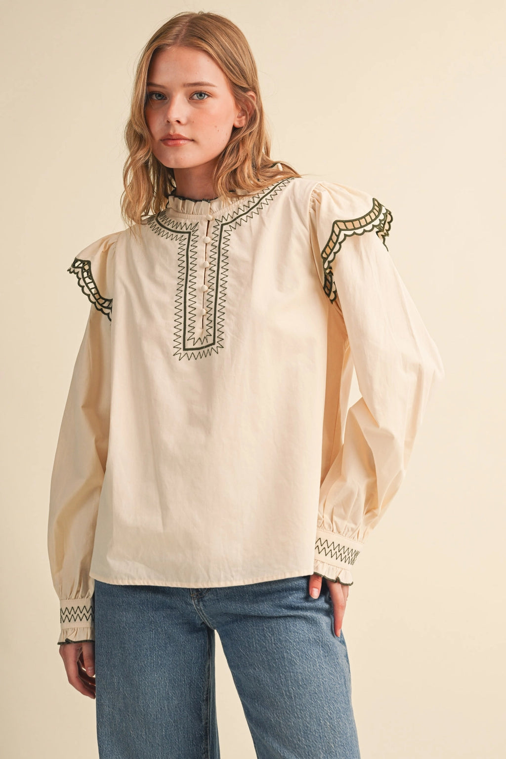 Embroider Detail Long Sleeve