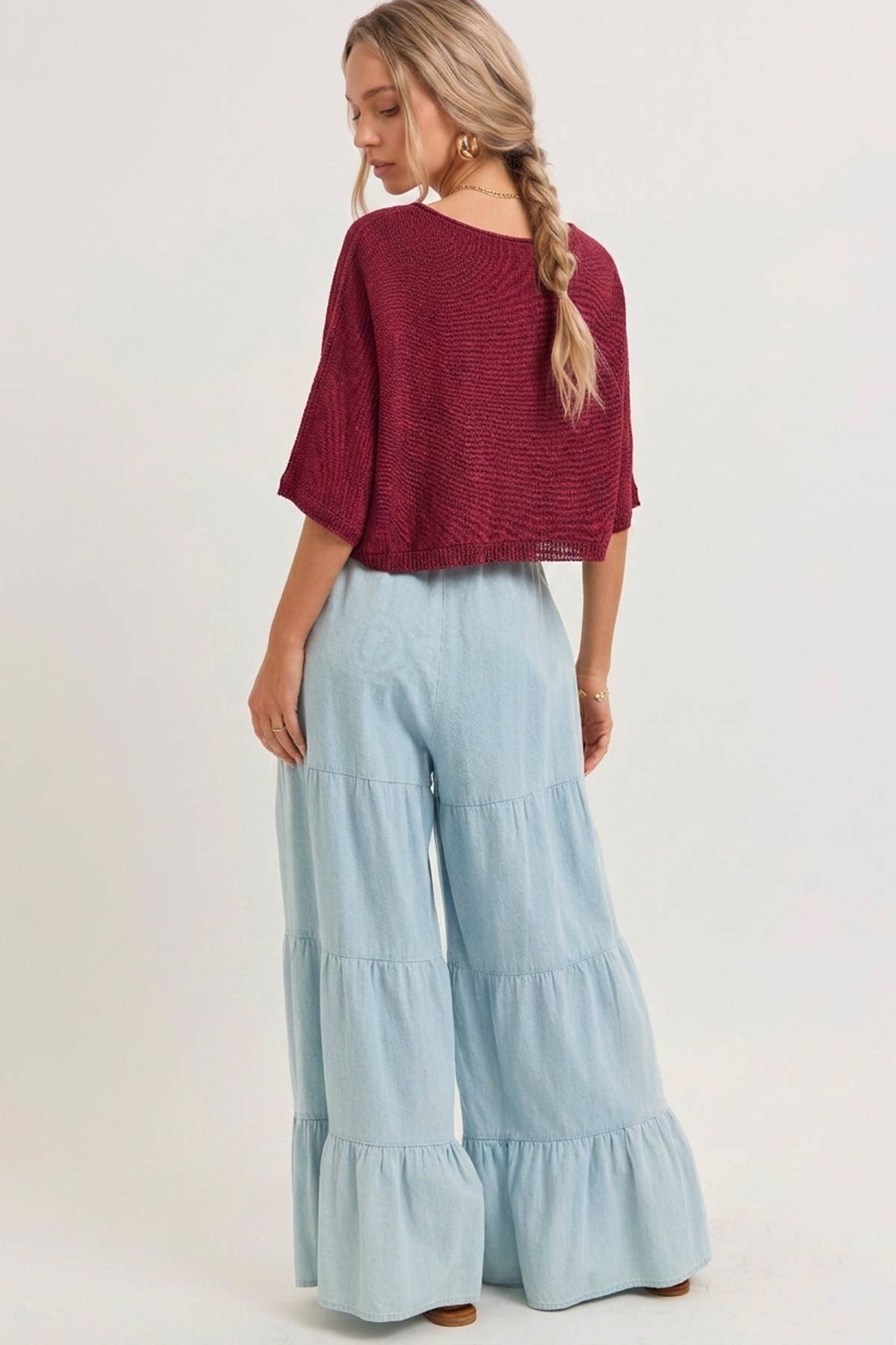 Boho Tiered Chambray Pants