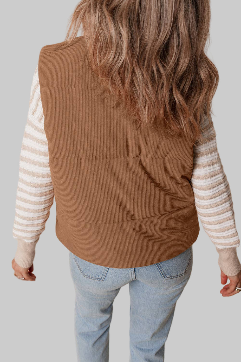 Corduroy Zipped Puffer Vest