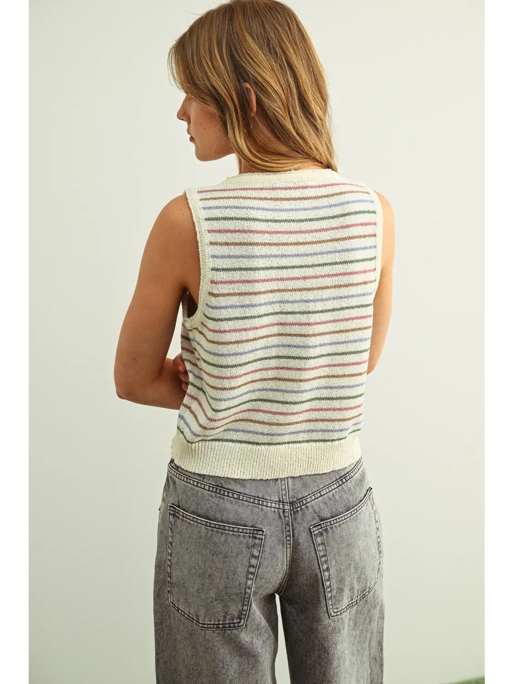 Multi Color Striped Vest