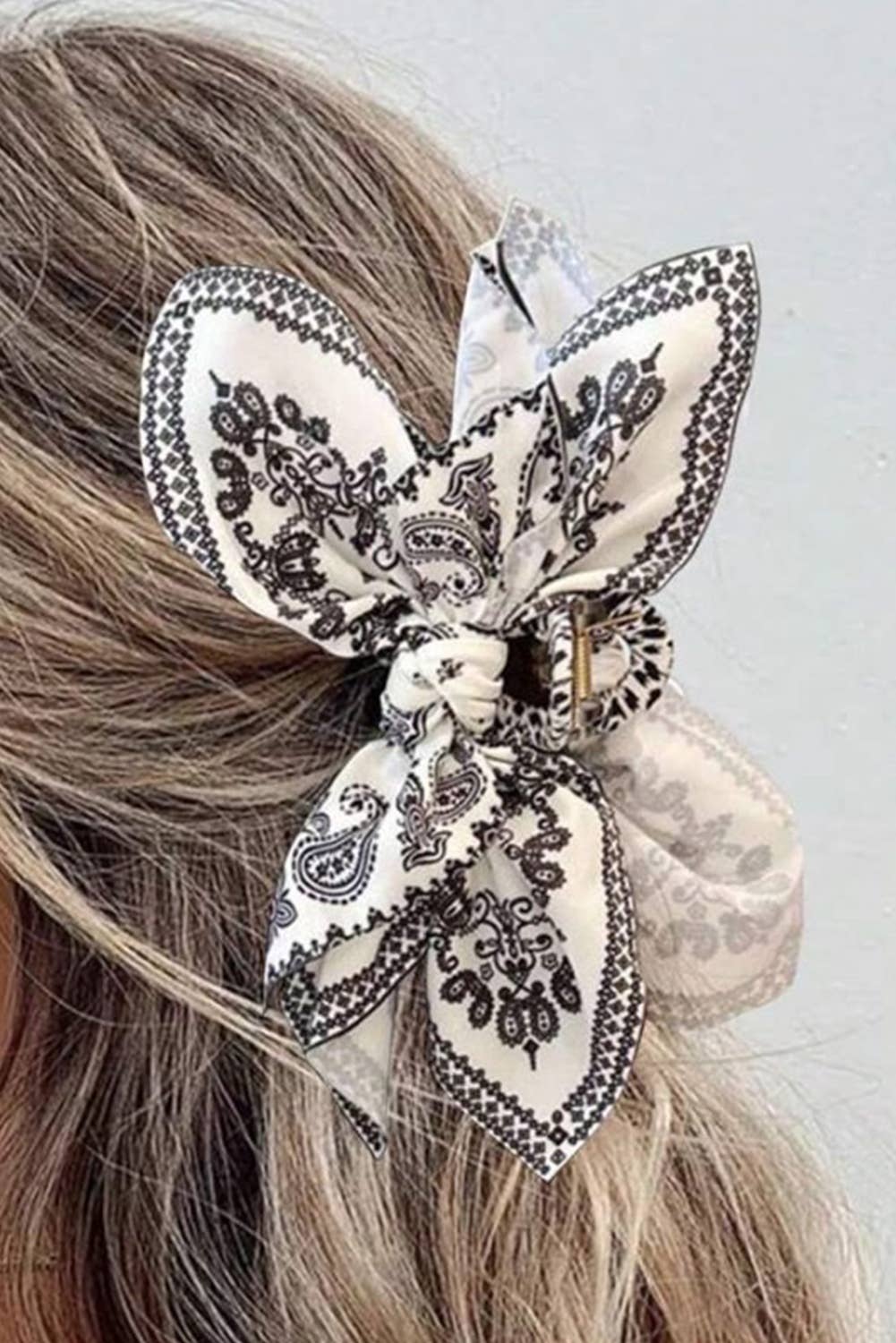LDC Paisley Floral Print Bow Knot Hair Clip