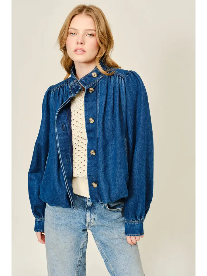 Bubble High Neck Denim Jacket