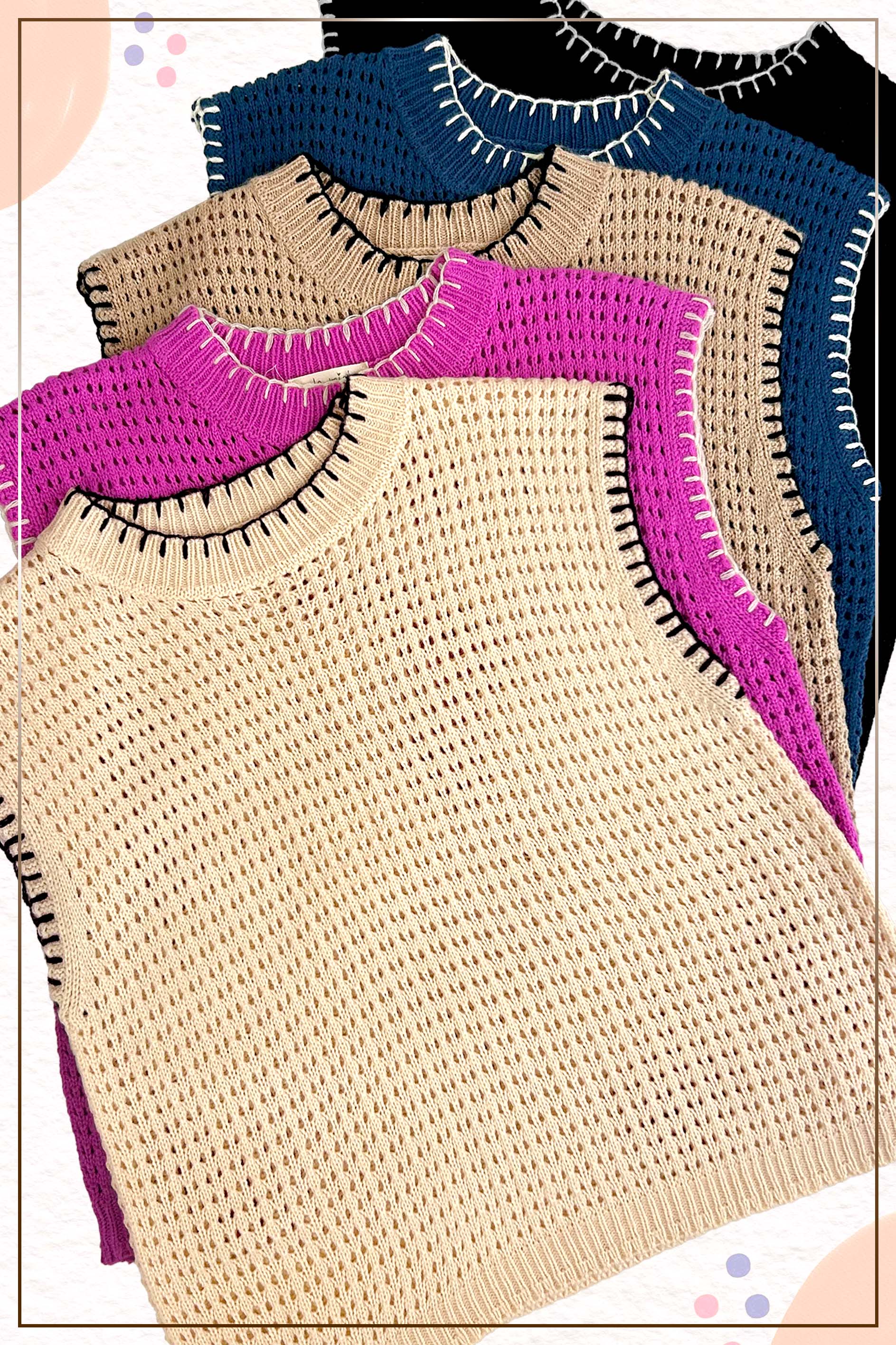 Crochet Knit Stitching Detailed Sleeveless Top