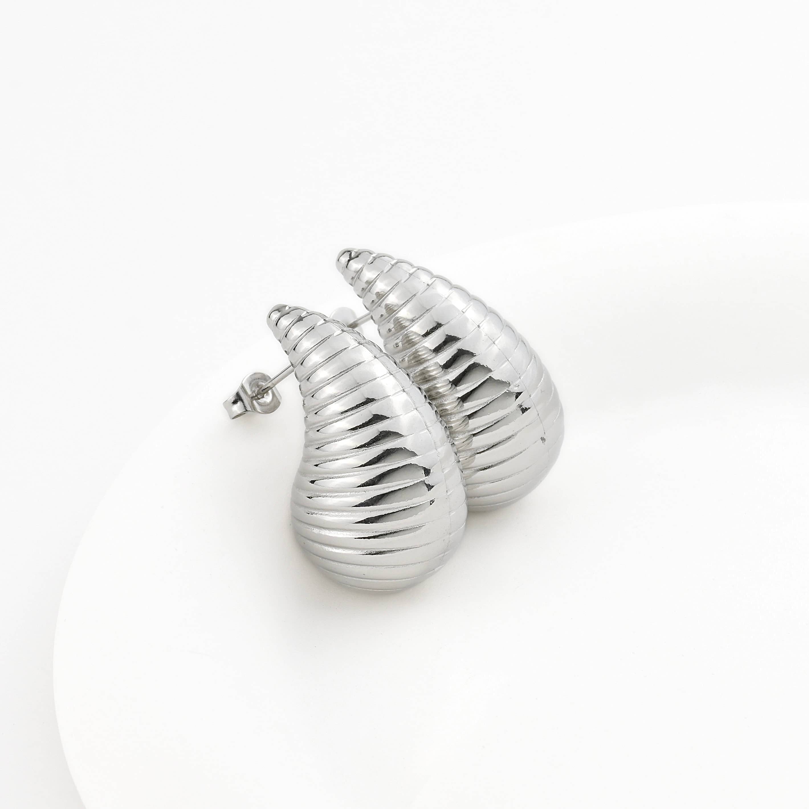 Chunky Hollow Drop Earrings- Lightweight Tear Drop Studs