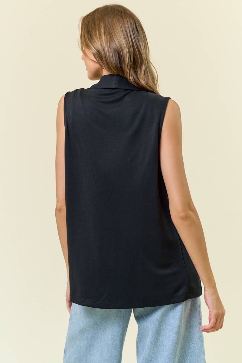 Shawl Neck Open Front Knit Vest Blazer