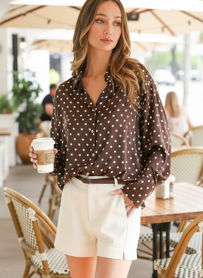 Polka Dot Satin Blouse
