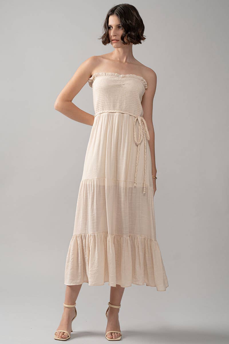 Smocked Tiered Ruffle Maxi Dress