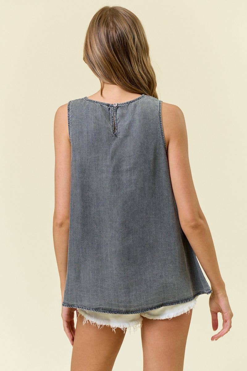Sleeveless Denim Top