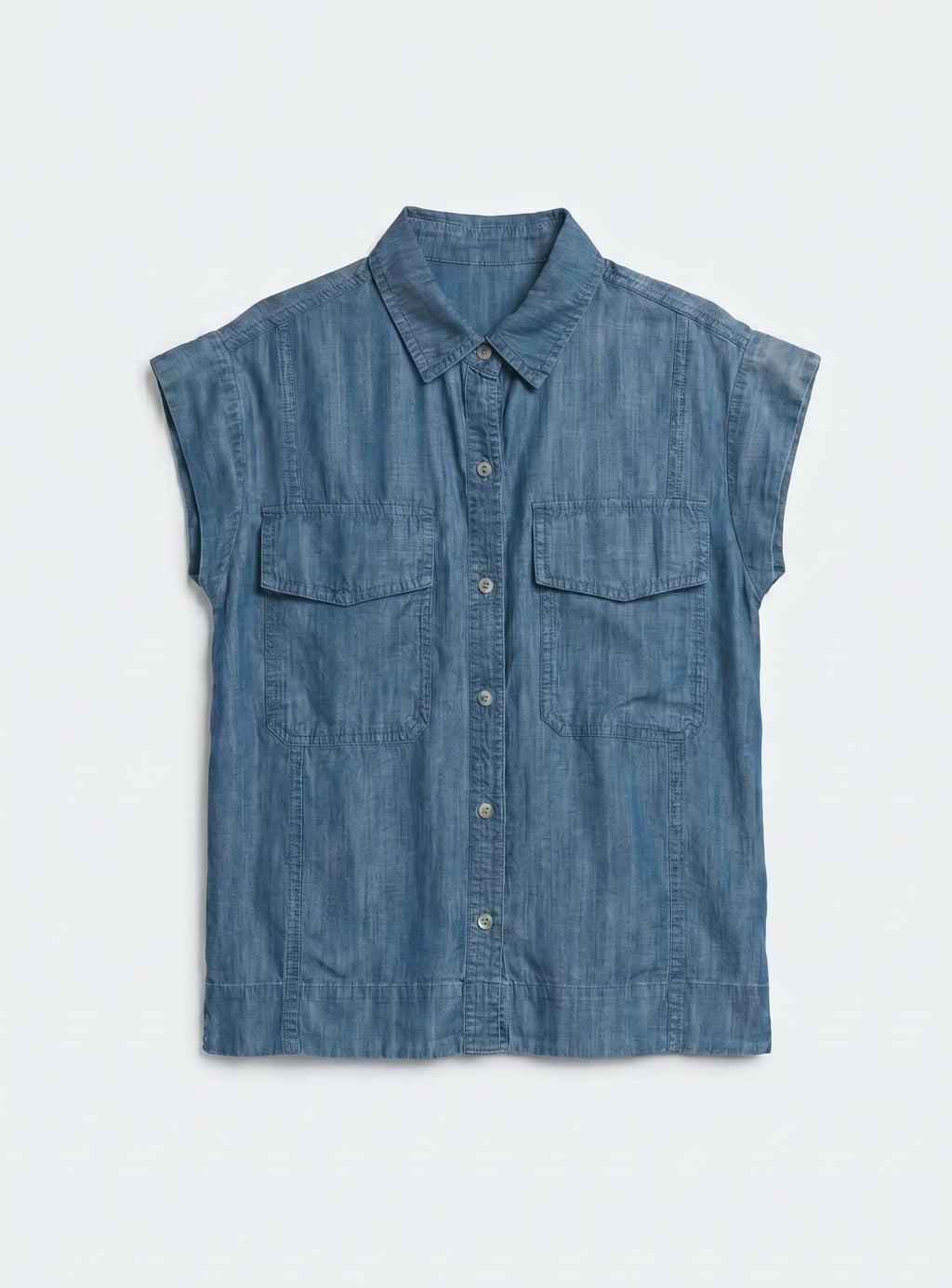Sleeveless Denim Button Down