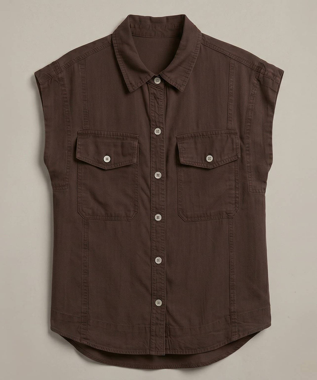 Sleeveless Denim Button Down