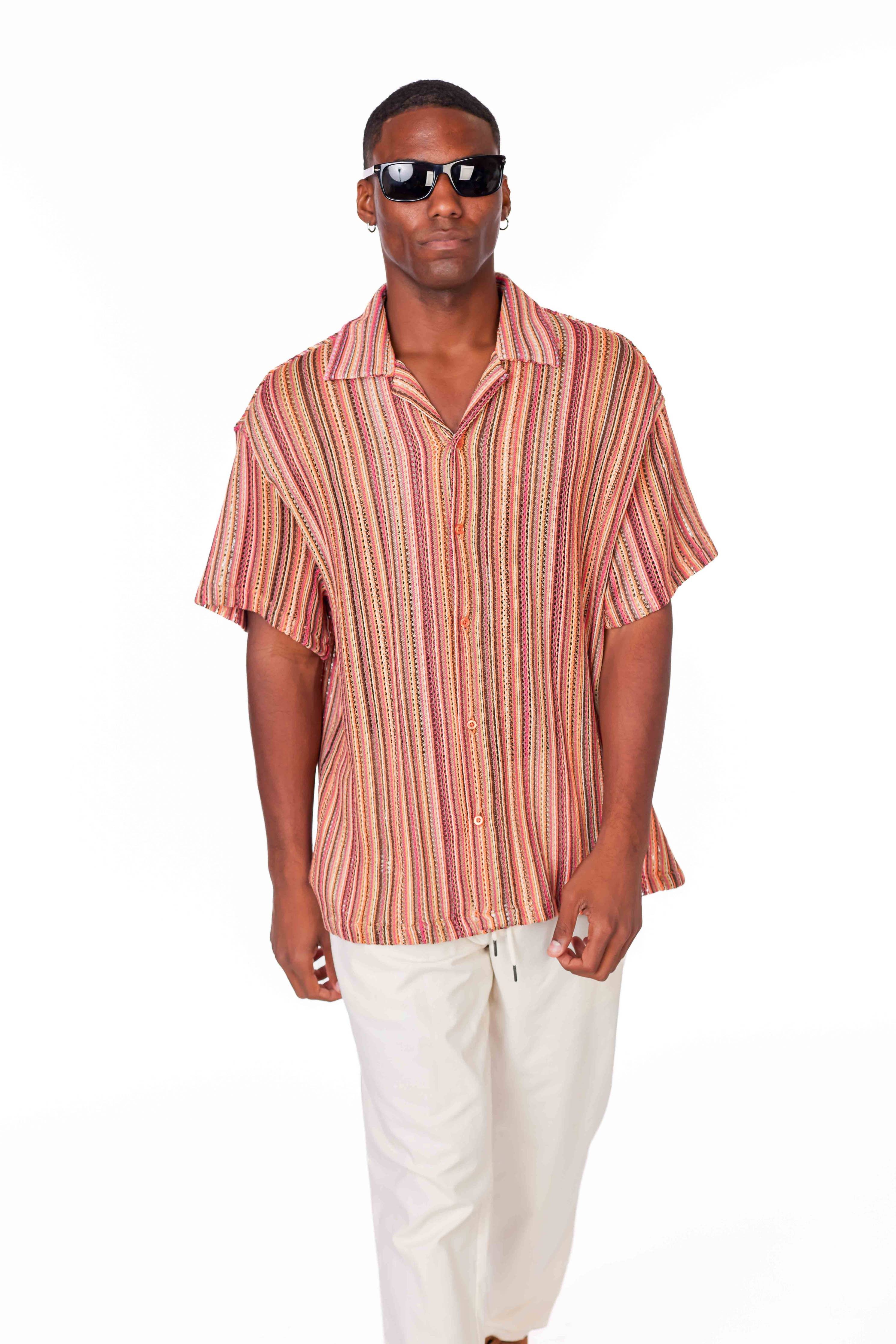 Men's Crochet Short Sleeve Shirt