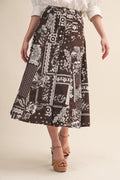 Paisley Denim Midi Skirt