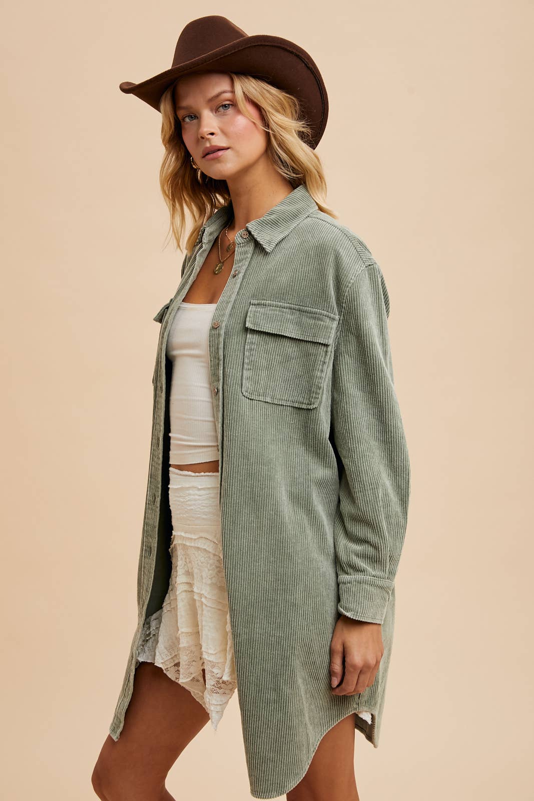 Garment Washed Corduroy Duster