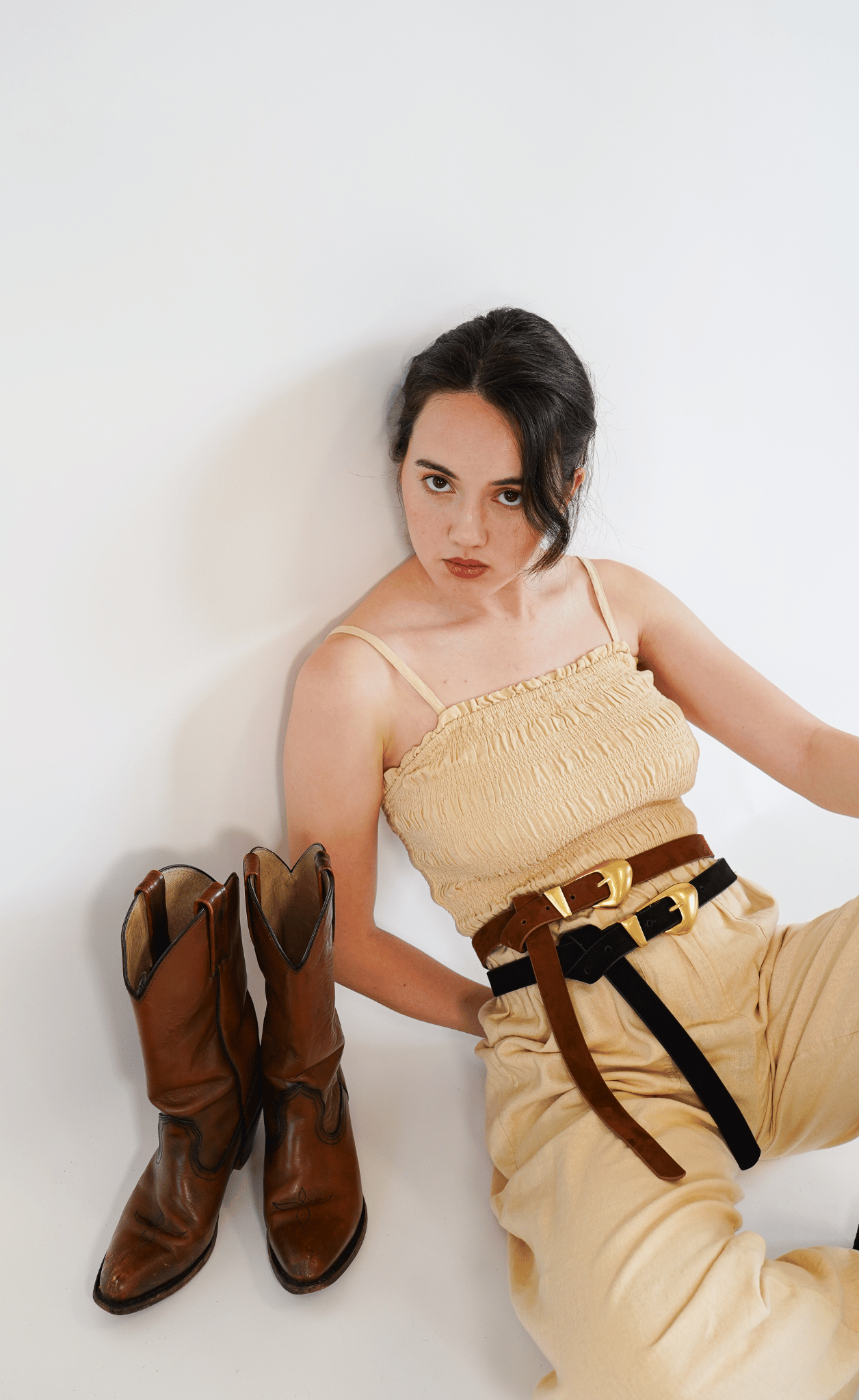 Skinny Suede Belt with Chubby Buckle