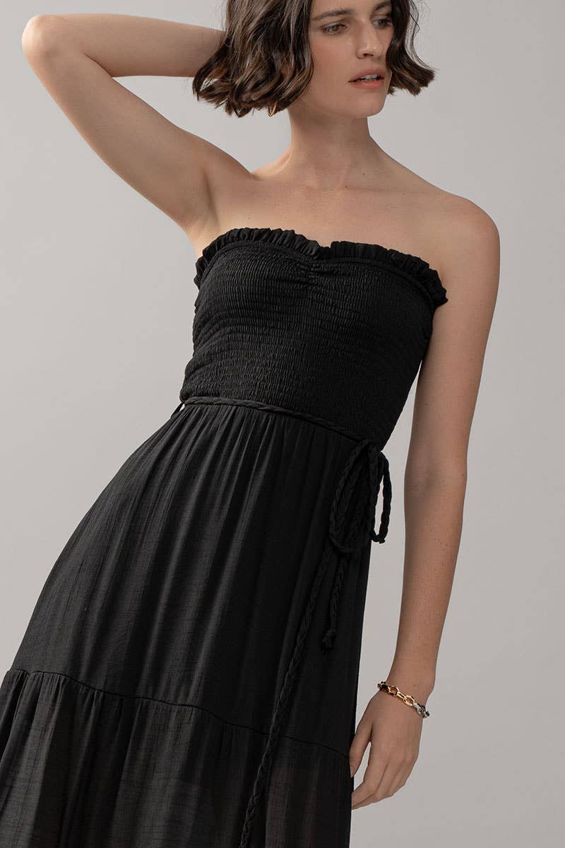 Smocked Tiered Ruffle Maxi Dress