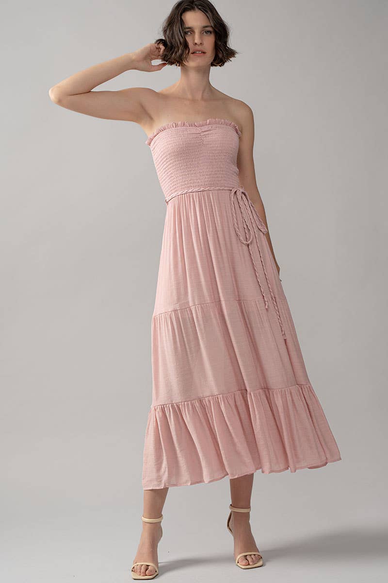 Smocked Tiered Ruffle Maxi Dress