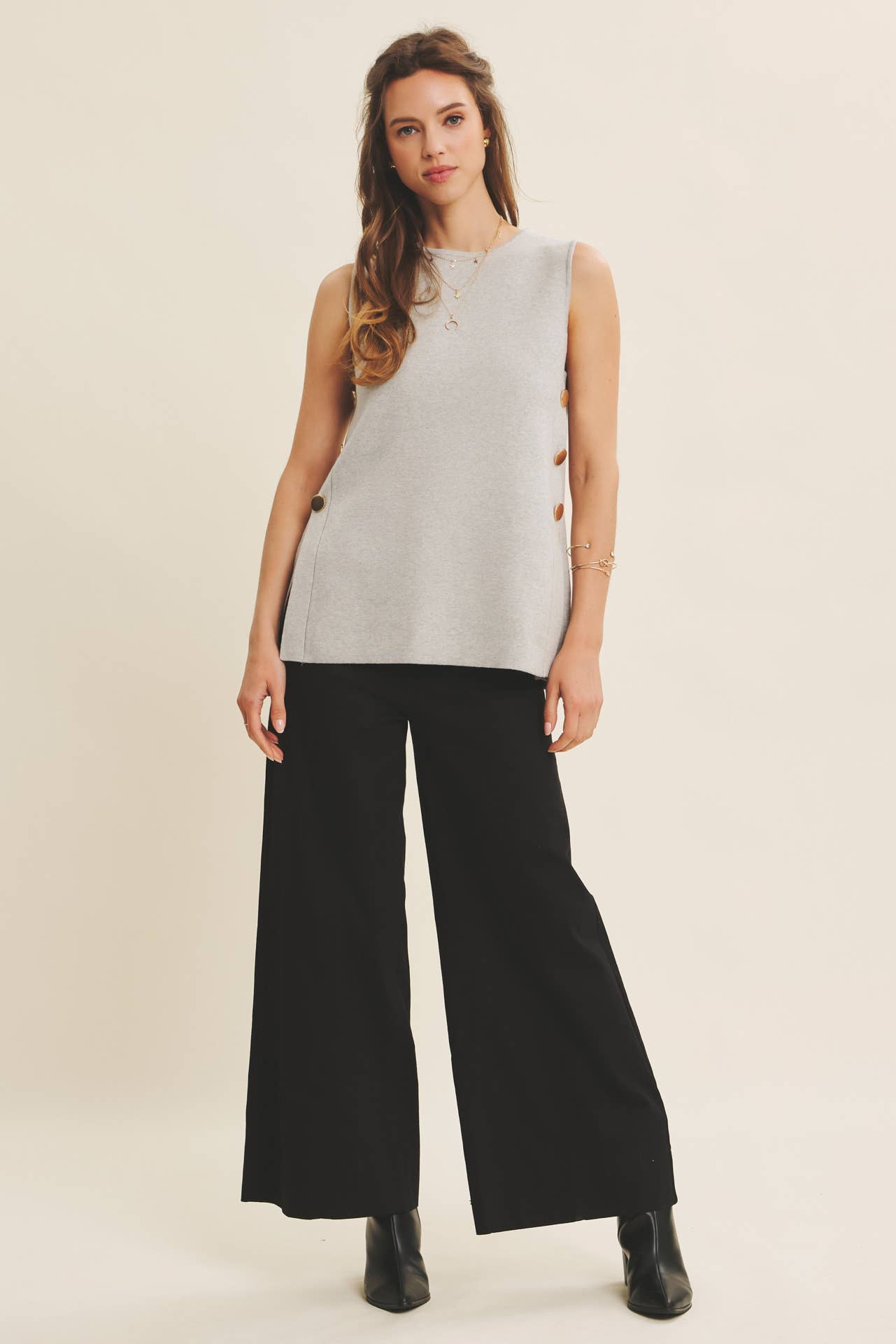 Flattering Stretchy Wide-Leg Ankle Length Pants