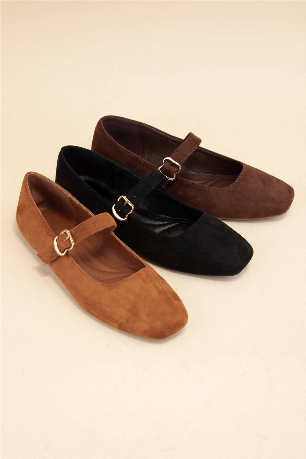 Charlotte Buckled Strap Square Toe Mary Jane Flats