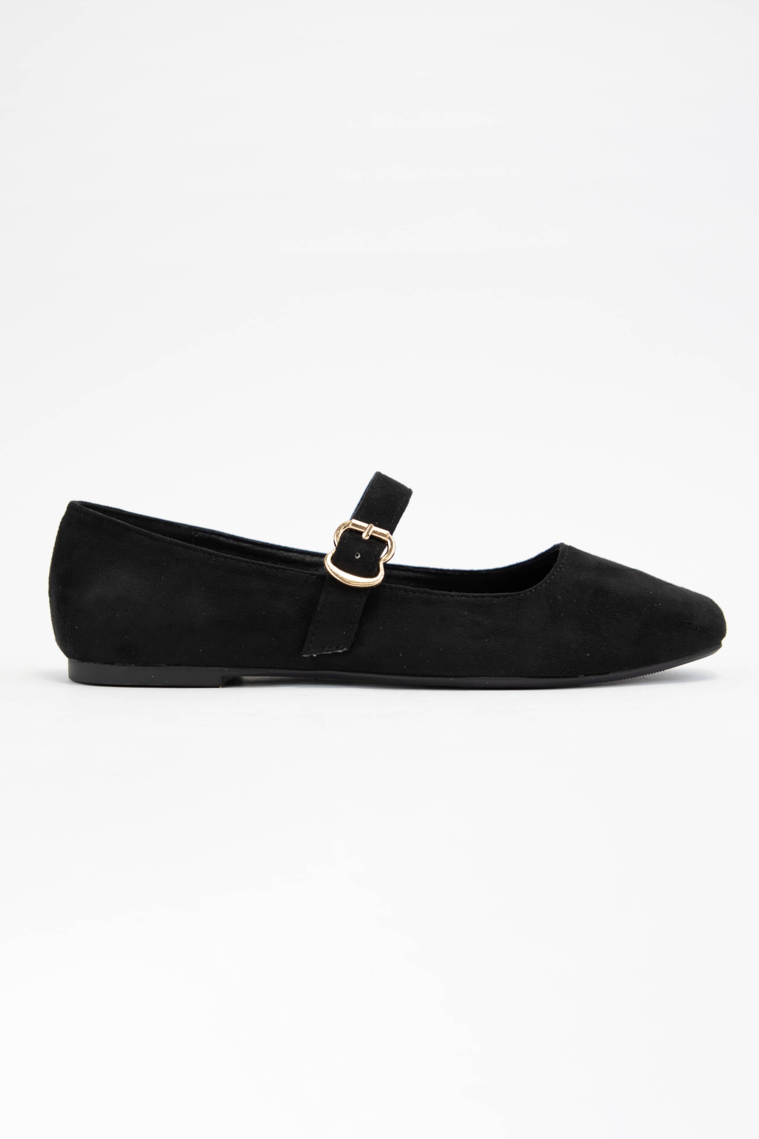 Charlotte Buckled Strap Square Toe Mary Jane Flats