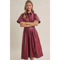 Slow City Lights Leather Pin Tuck Midi Dress