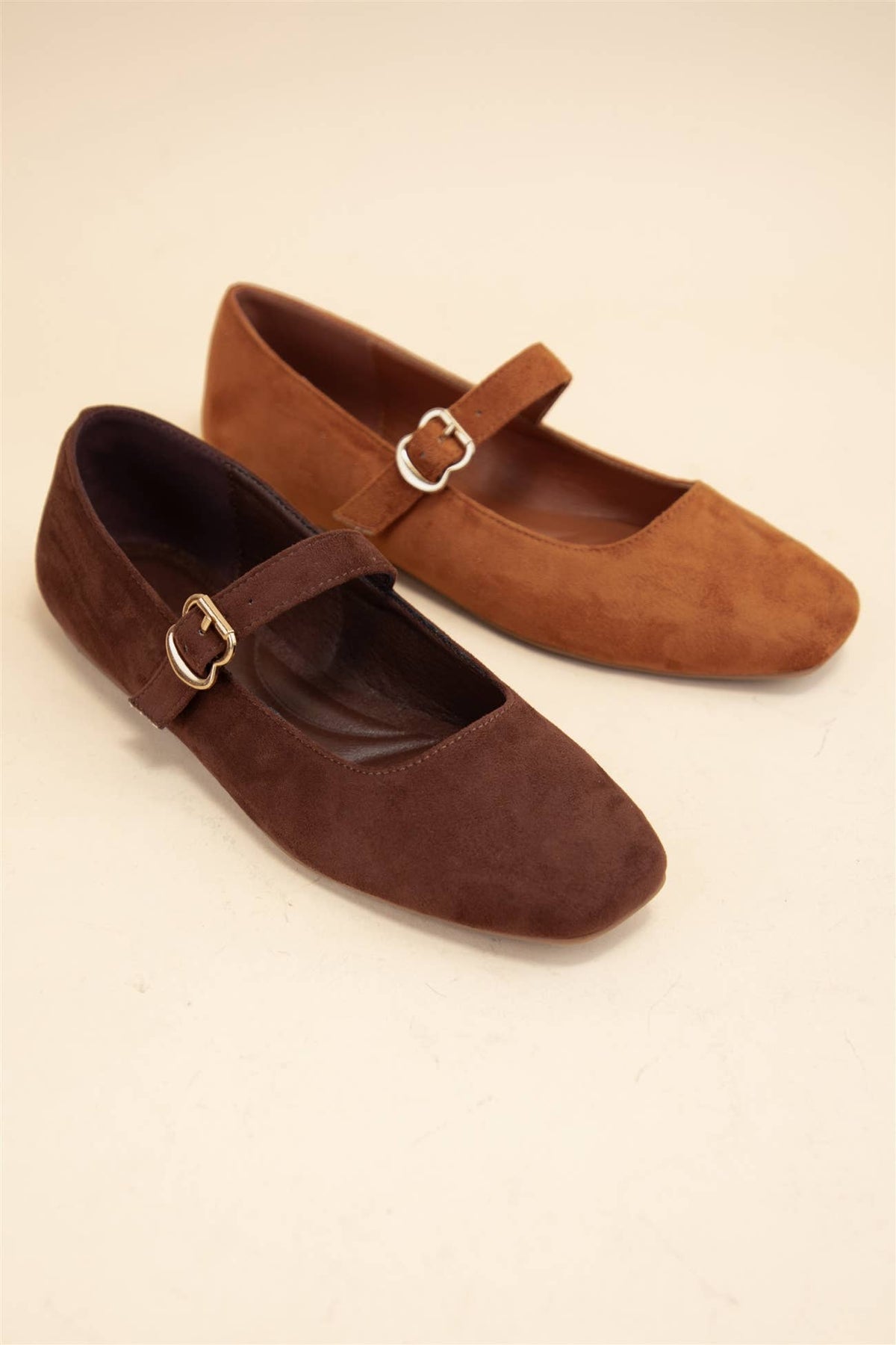 Charlotte Buckled Strap Square Toe Mary Jane Flats