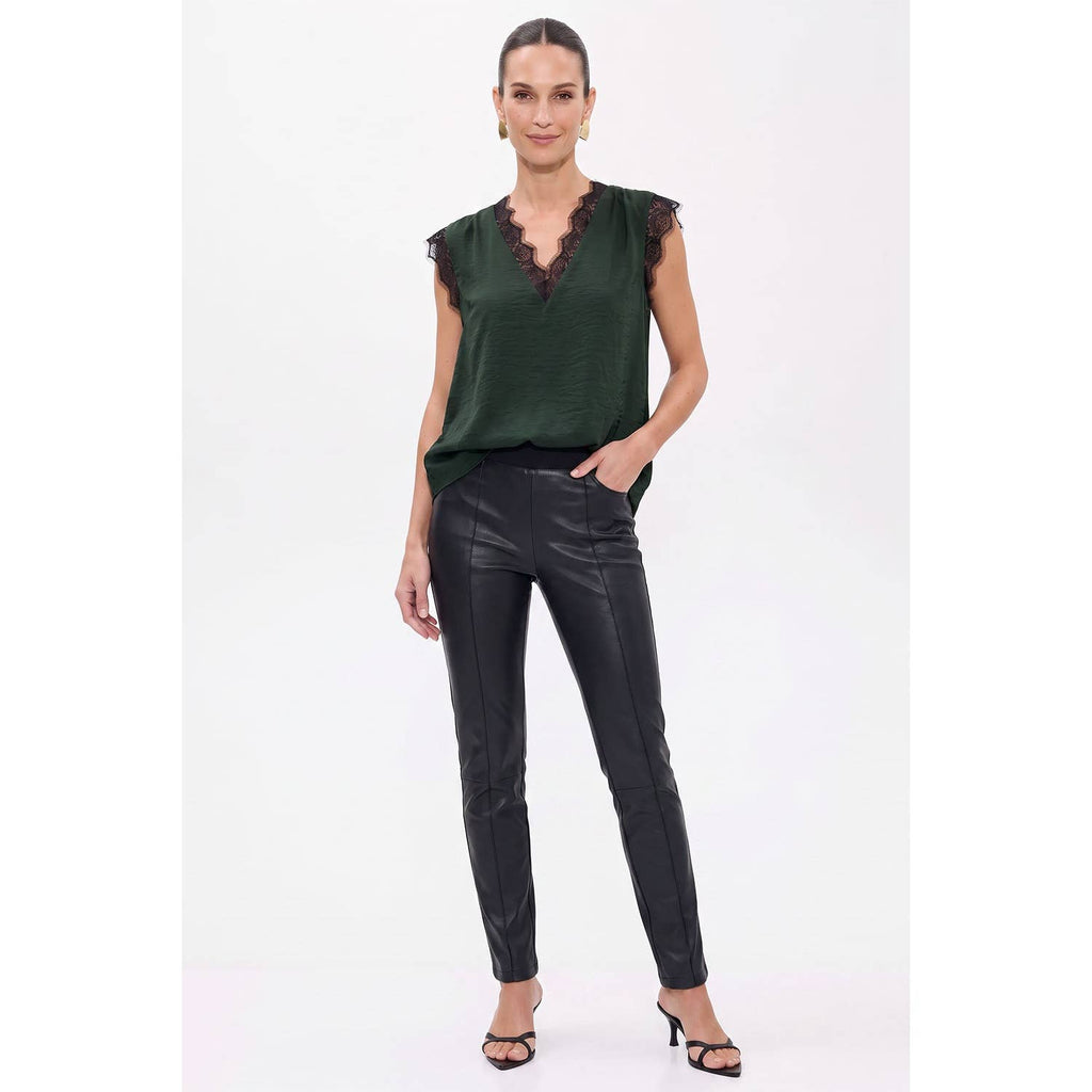 Neck Lace Trim Sleeveless Blouse