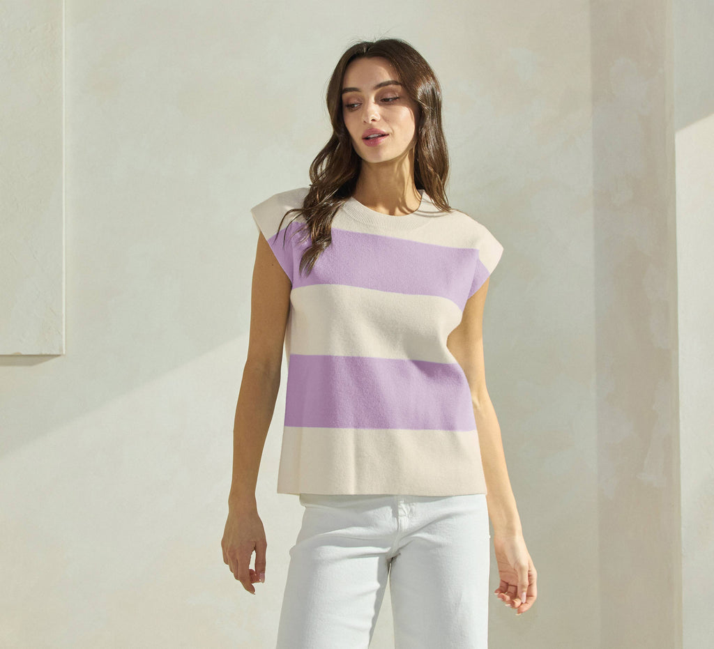 Striped Sleeveless Knit Top