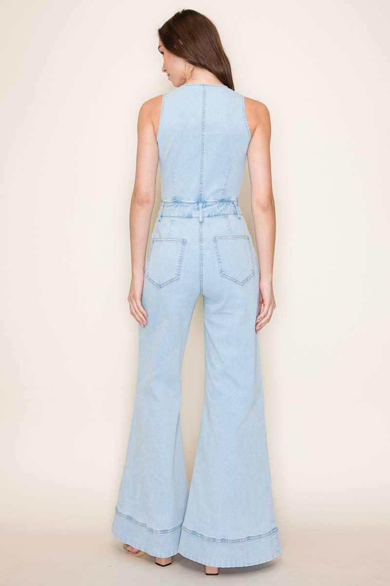 Sleeveless Denim Jumpsuit