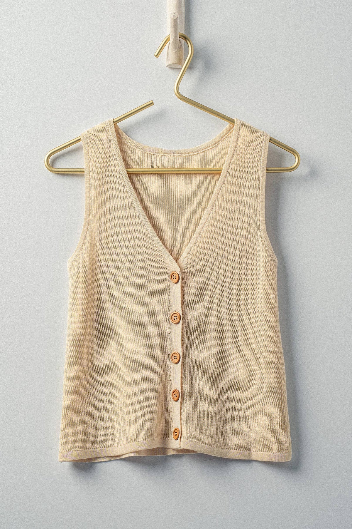 Button Front Crochet Knit Vest