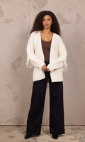 Ivory Cable Knit Sweater w/Fringe
