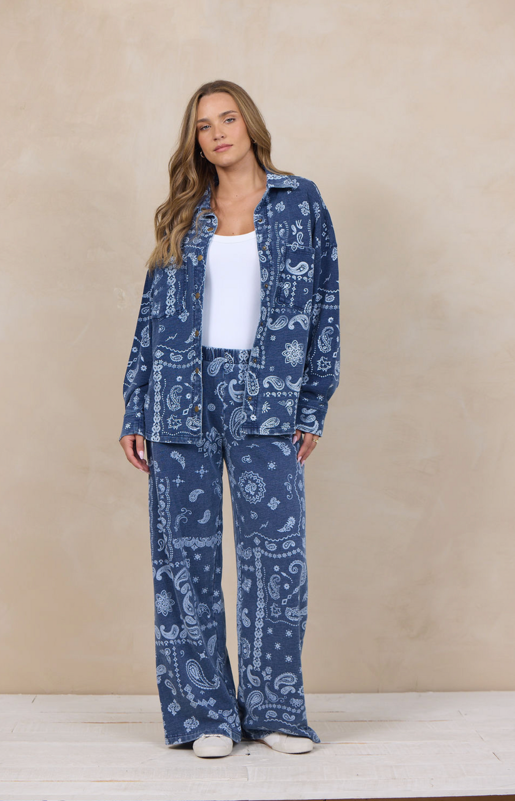 Bandana Print Denim Shirt