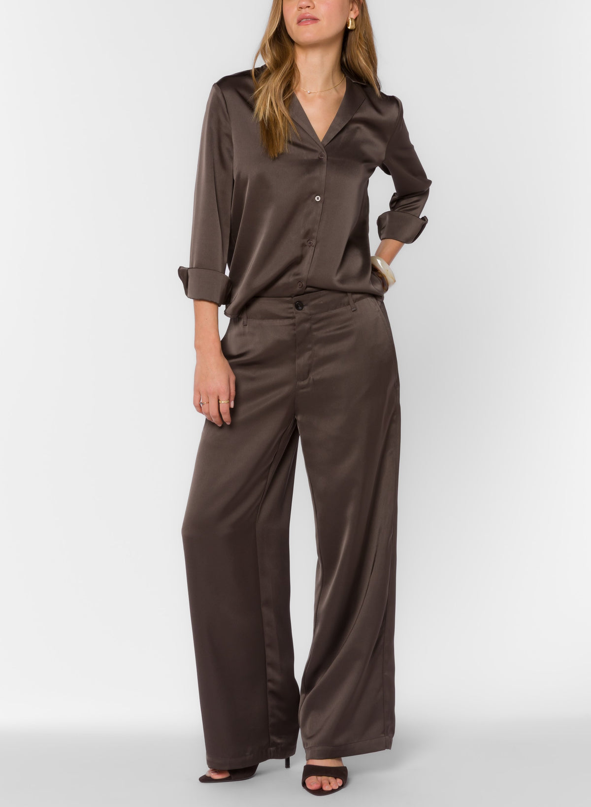 Bonnie Bronze Satin Trouser