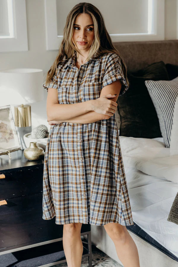 The Blanche Dress in Harvest Plaid