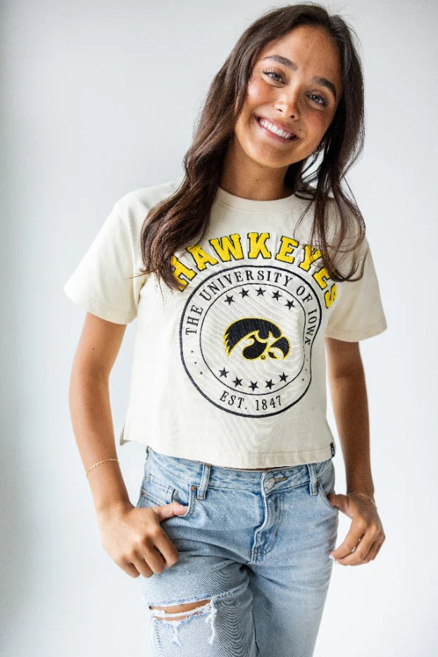 Iowa Hawkeyes Sayler Star Heavyweight Crop Tee