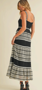 Color Block Crochet Tier Midi Dress
