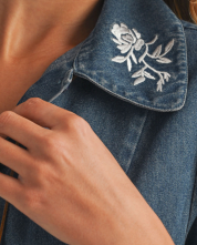 Embroidery Collar Denim Dress