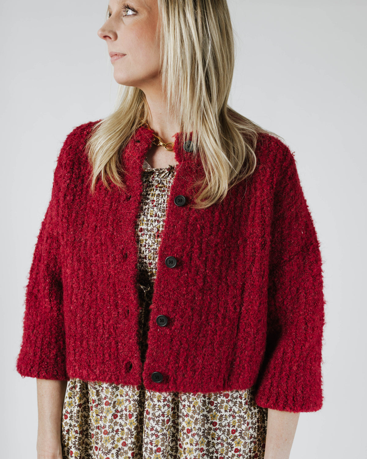 Round Neck Button Down Sweater Cardigan