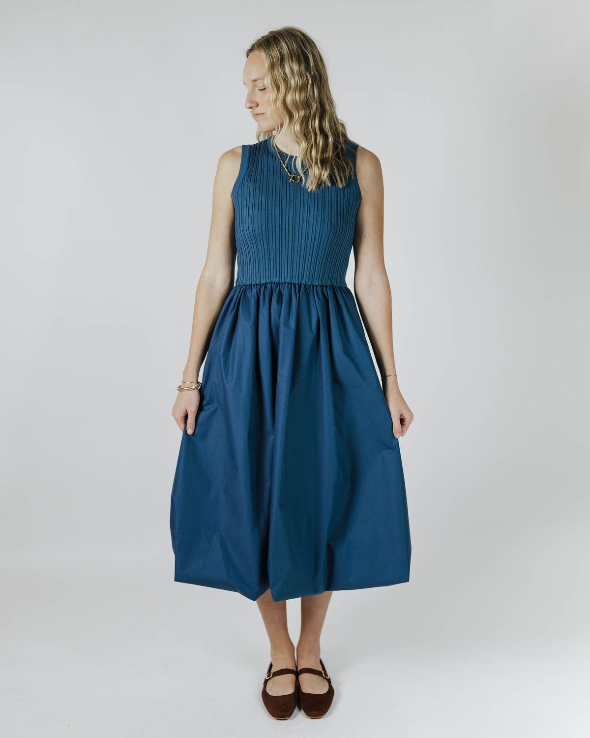 Contrast Bubble Hem Midi